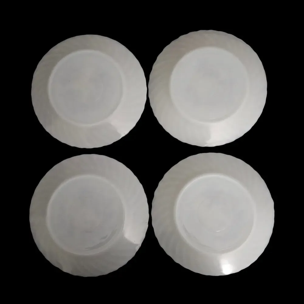Vitro Mexico Dinner Plates Set of 4 White Blue Floral Swirl Rim